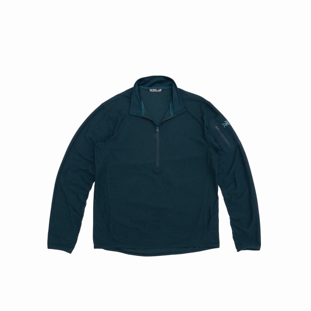 Arc'teryx Men's Delta LT 1/2 Zip Neck Polartec Fleece Hiking Sweater Teal Sz: M
